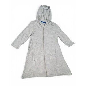 Beach Break Hooded Dress Jacket Size Medium Womens 7/8 Sleeve Gray Full Zip